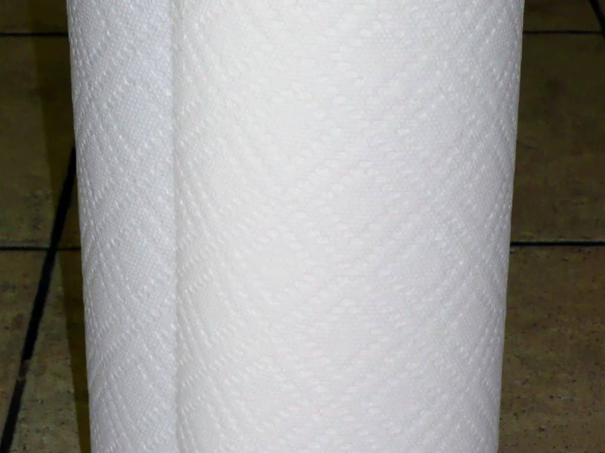 Rolo de papel toalha branco em suporte simples