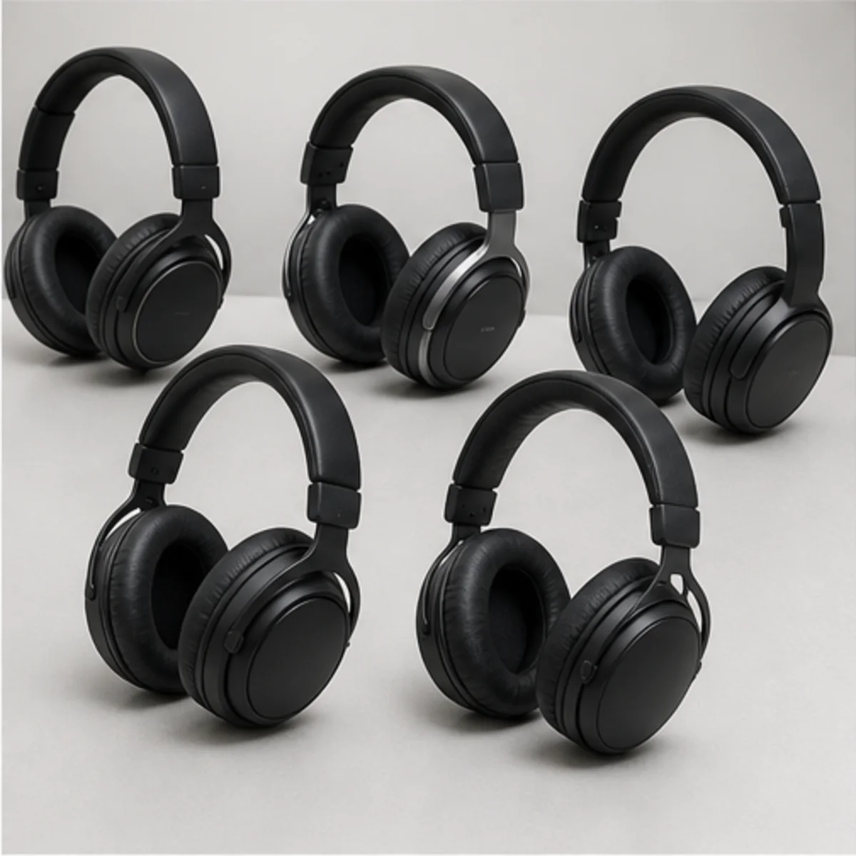 Família de headsets em exposição neutra