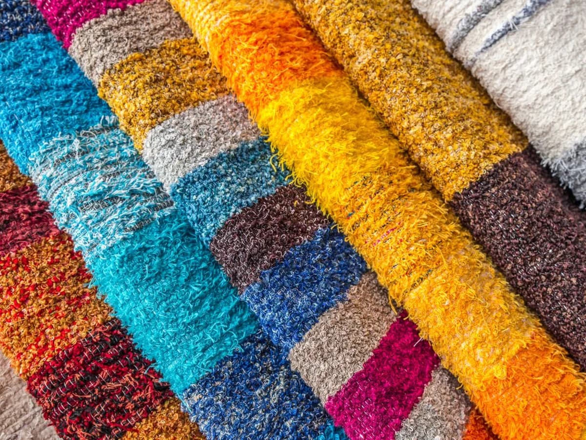 Amostras coloridas de tecidos com texturas variadas